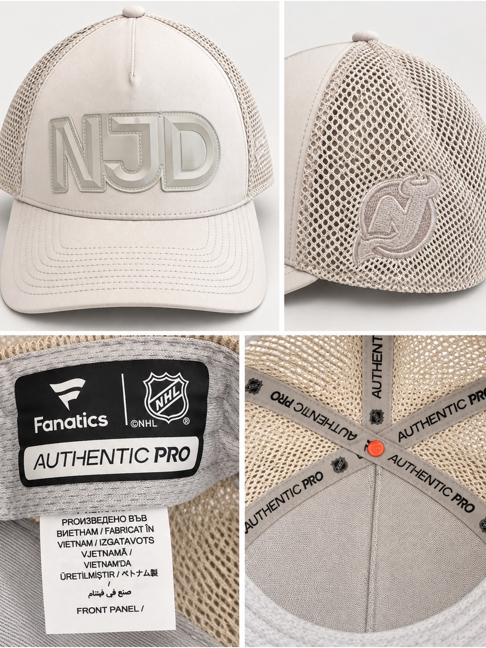 New Jersey Devils-NHL Fanatics Beige NJD Mesh Trucker Hat